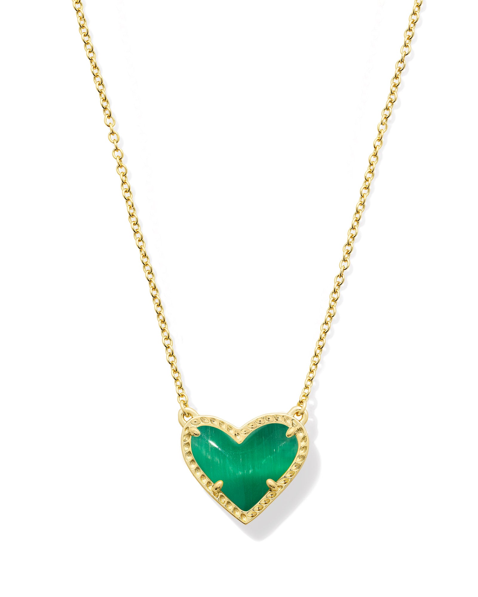 Ari Heart Gold Pendant Emerald Cat's Eye