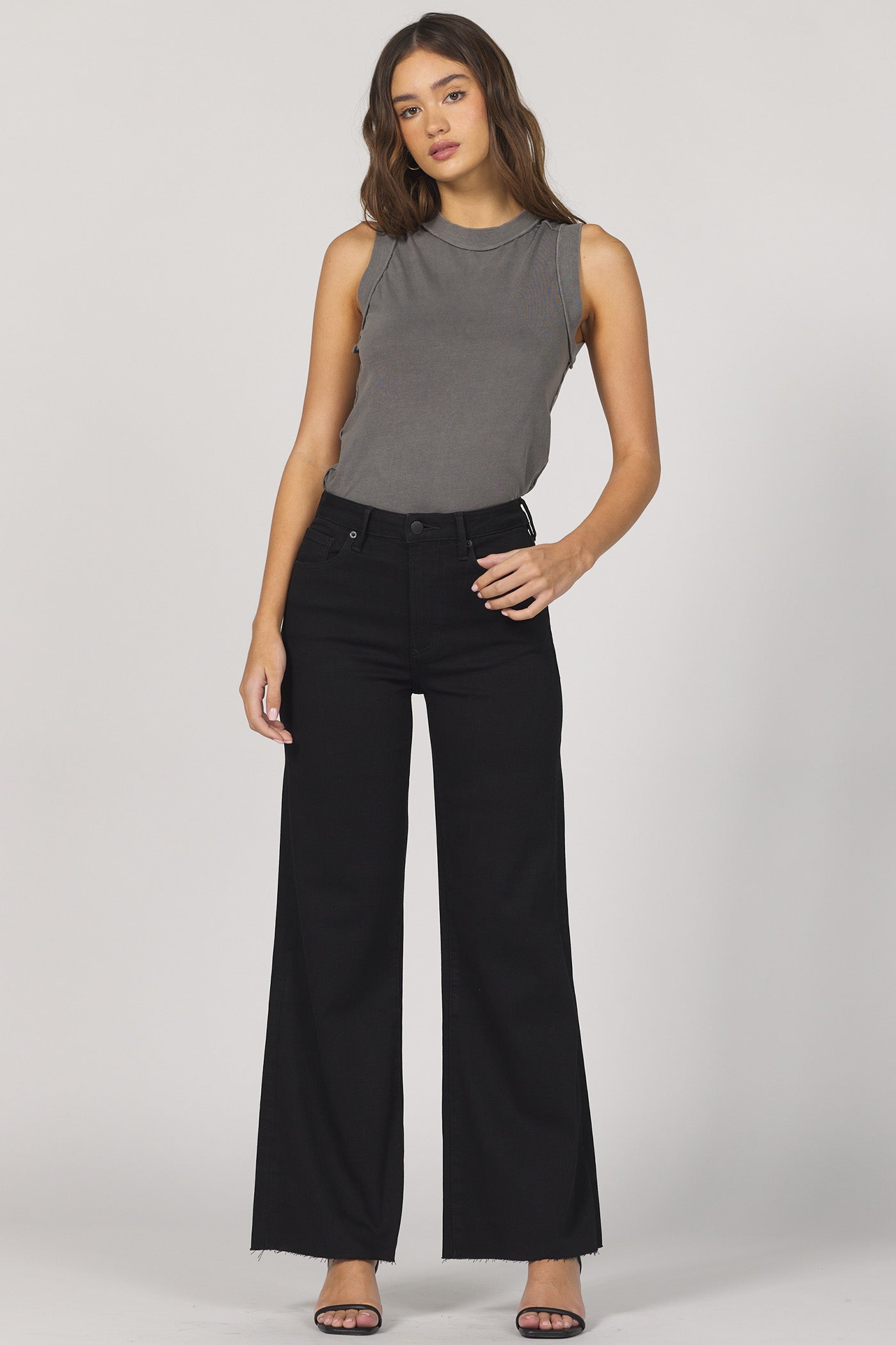 Sale Fiona High Rise Wide Leg Jeans Black Arrow