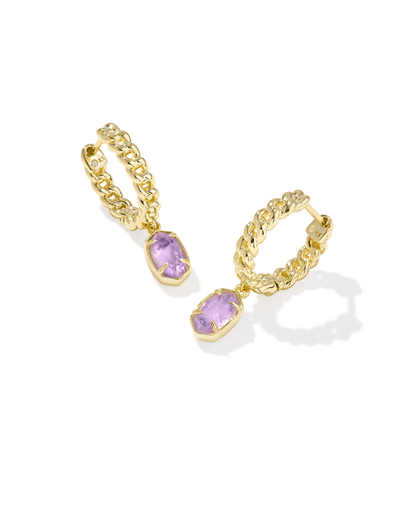 Emilie Gold Huggie Earrings Purple Amethyst