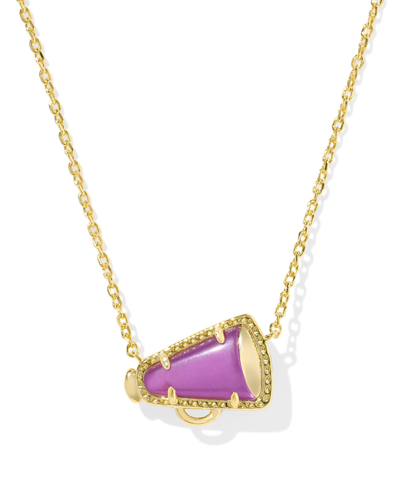 Cheer Short Pendant Necklace Gold Purple MOP