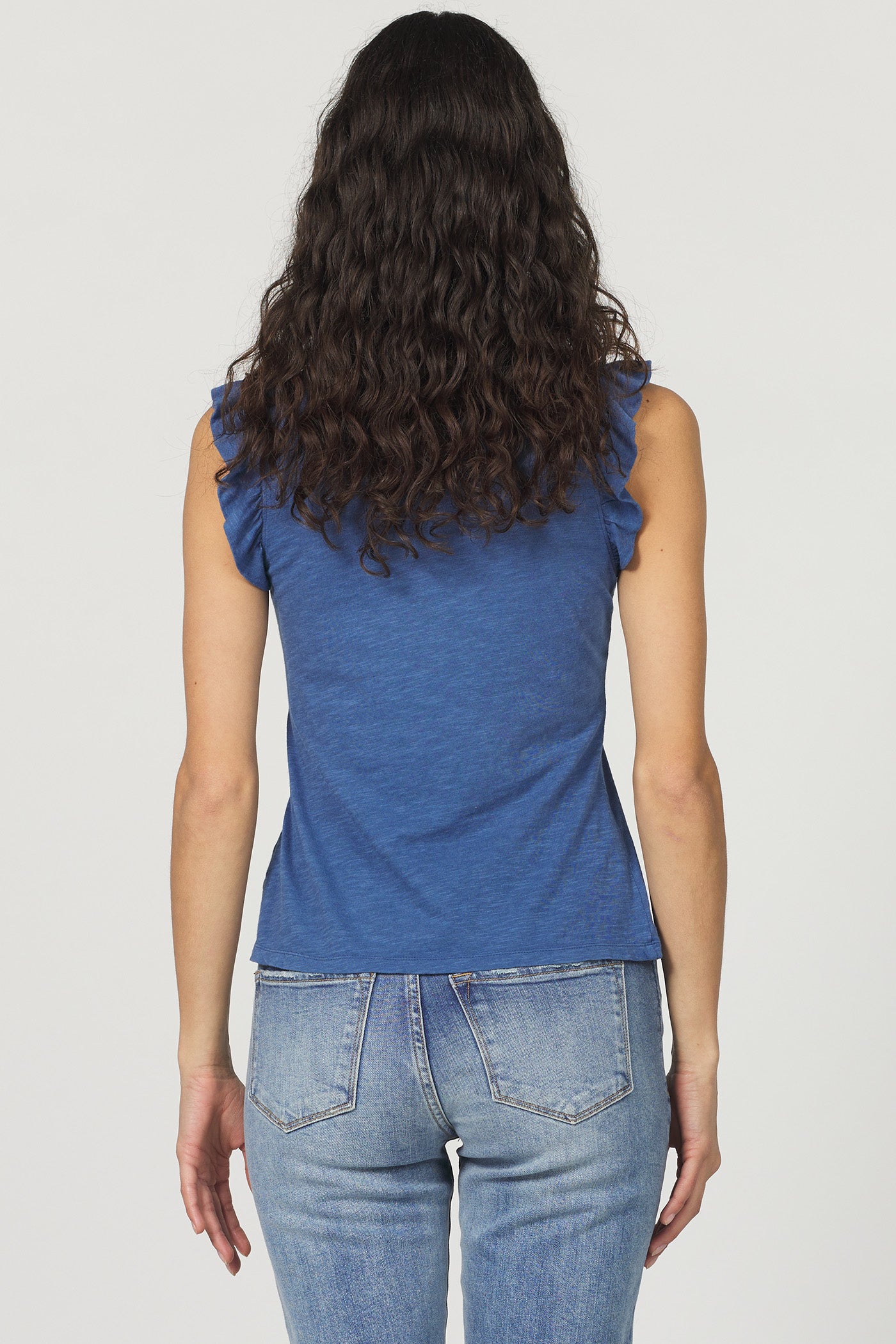 Sale North Ruffle Trimmed Top Galaxy Blue