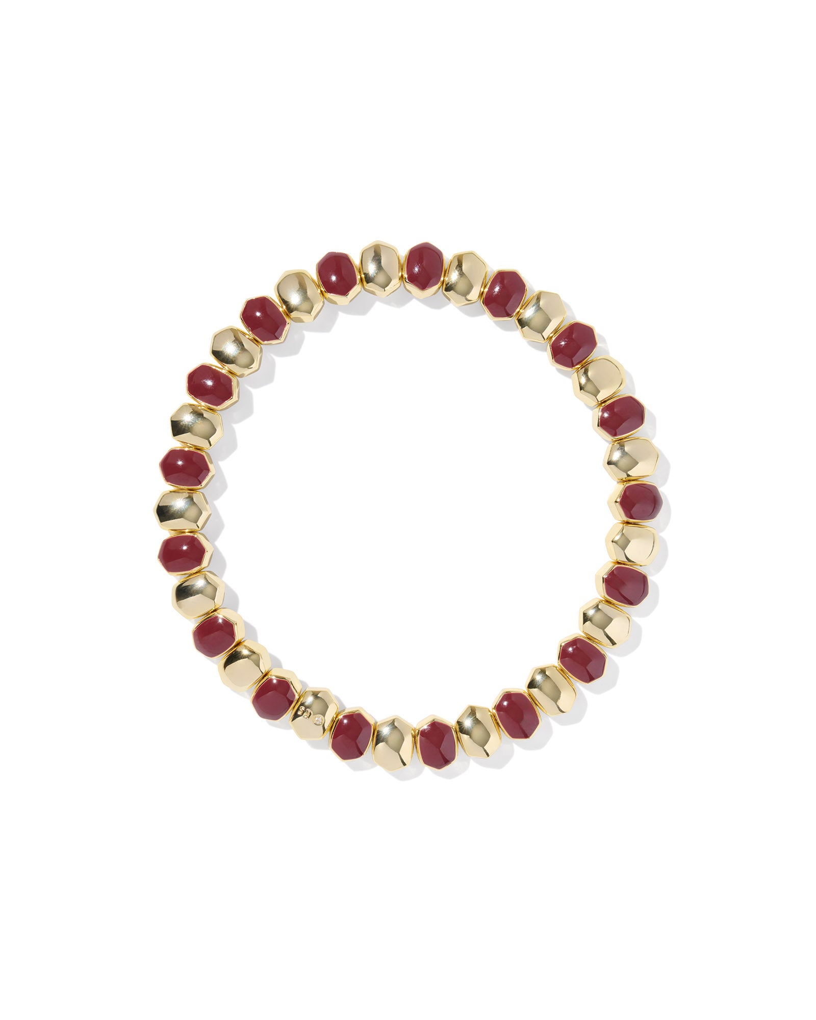 Daphne Enamel Gold Stretch Bracelet Burgundy