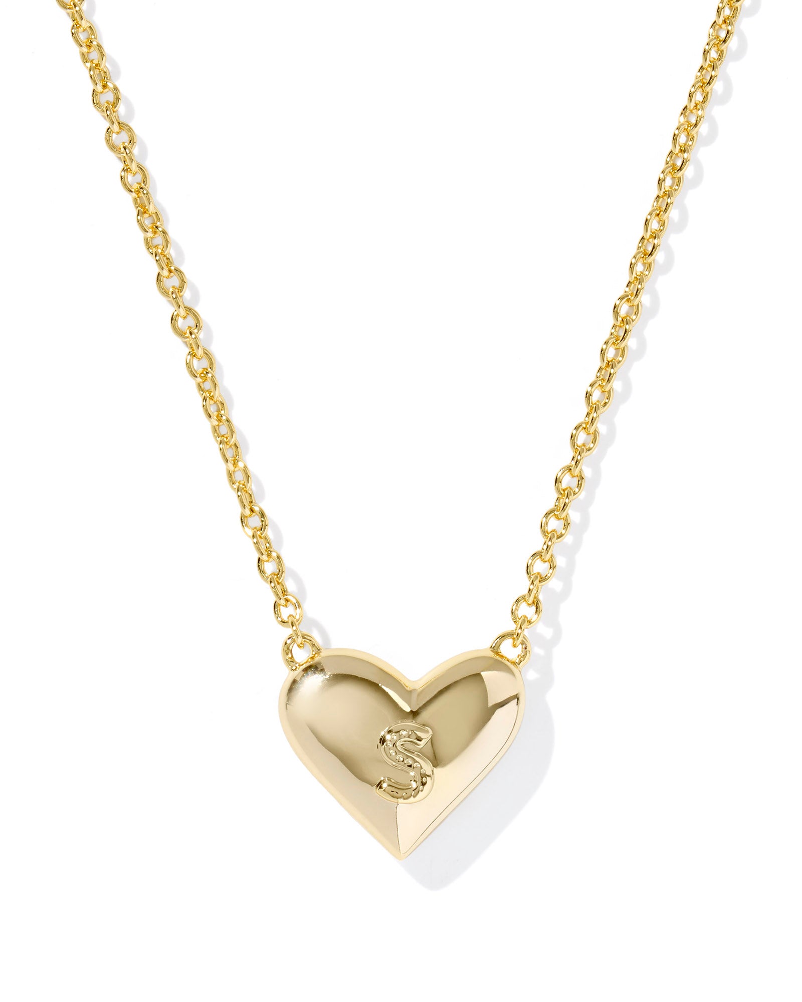 Heart Letter S Gold Ivory MOP Short Pendant Necklace