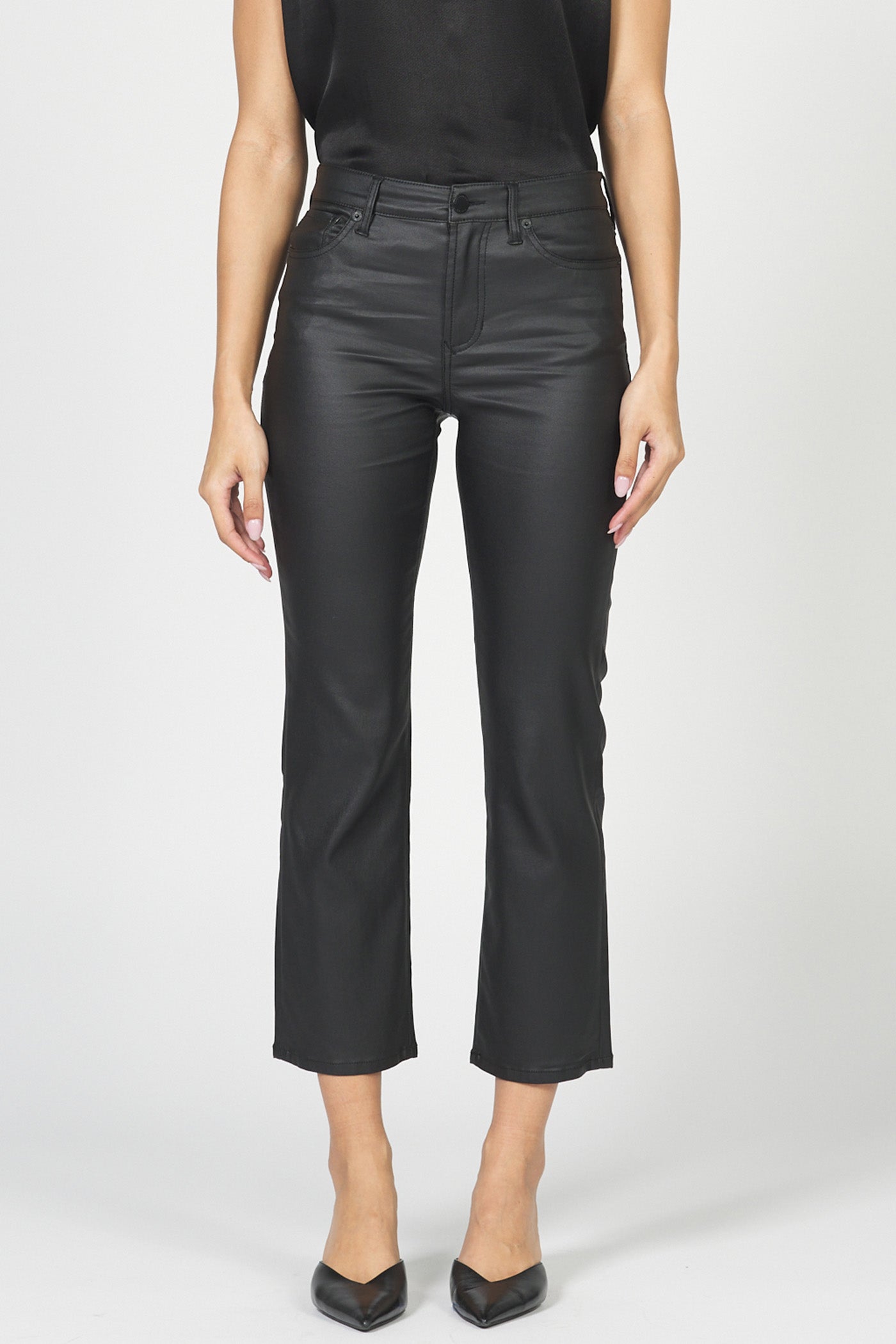 Anika Straight Leg Vegan Leather Pant Black