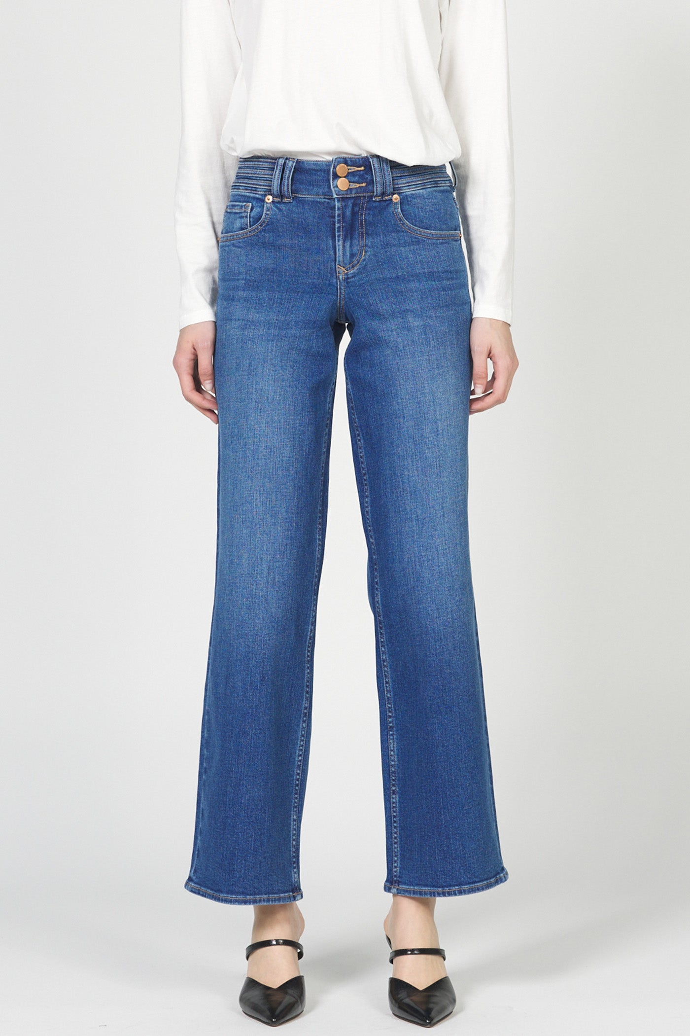Taylor Straight Leg Mid-Rise Jeans Violet Blue