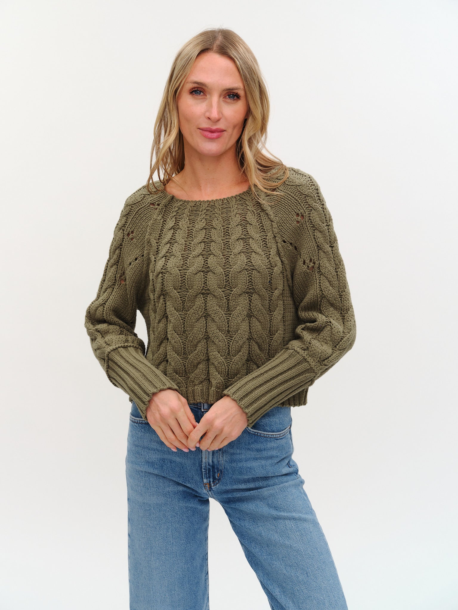 Alexa Cable Knit Long Sleeve Sweater