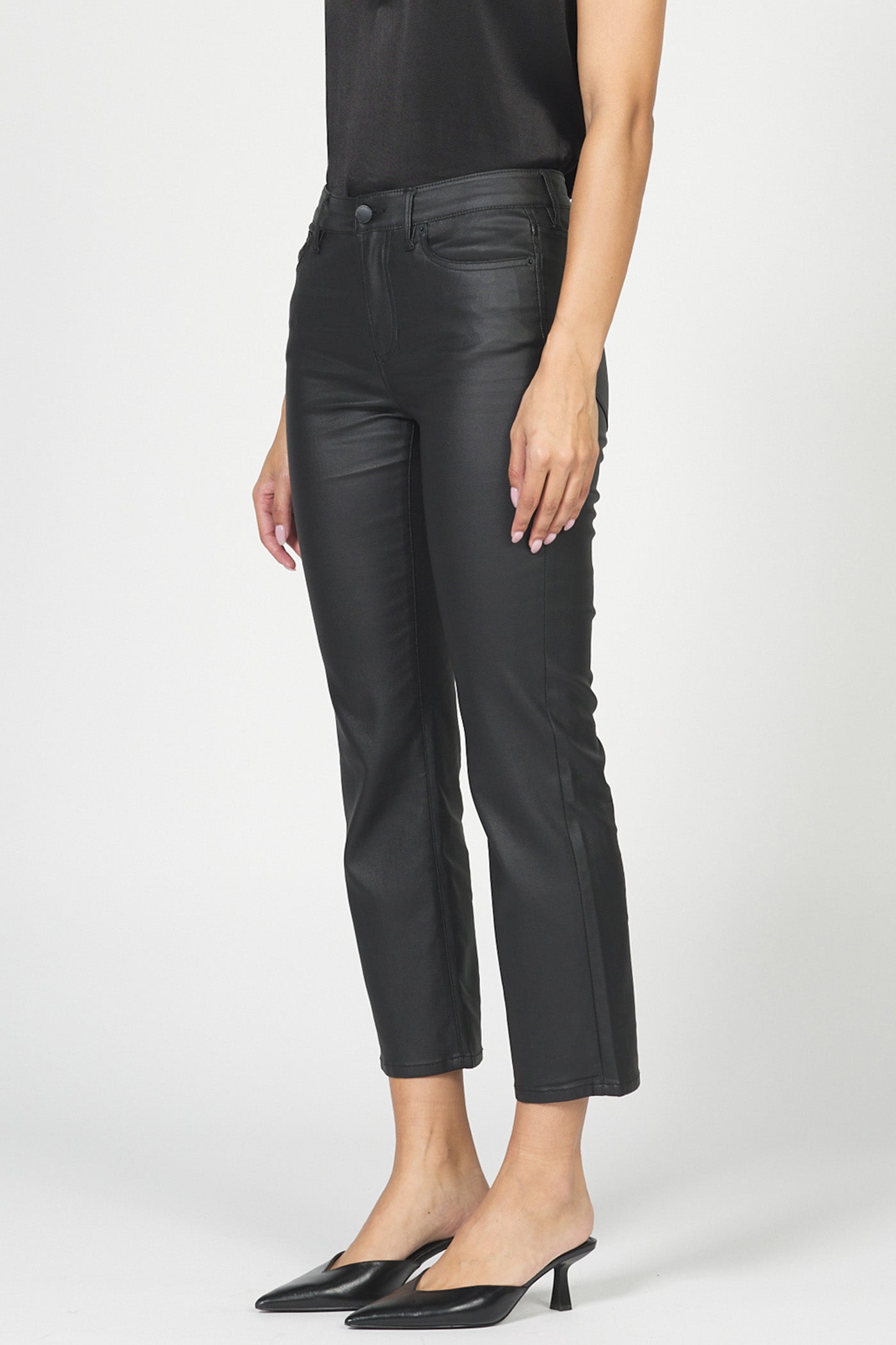 Anika Straight Leg Vegan Leather Pant Black
