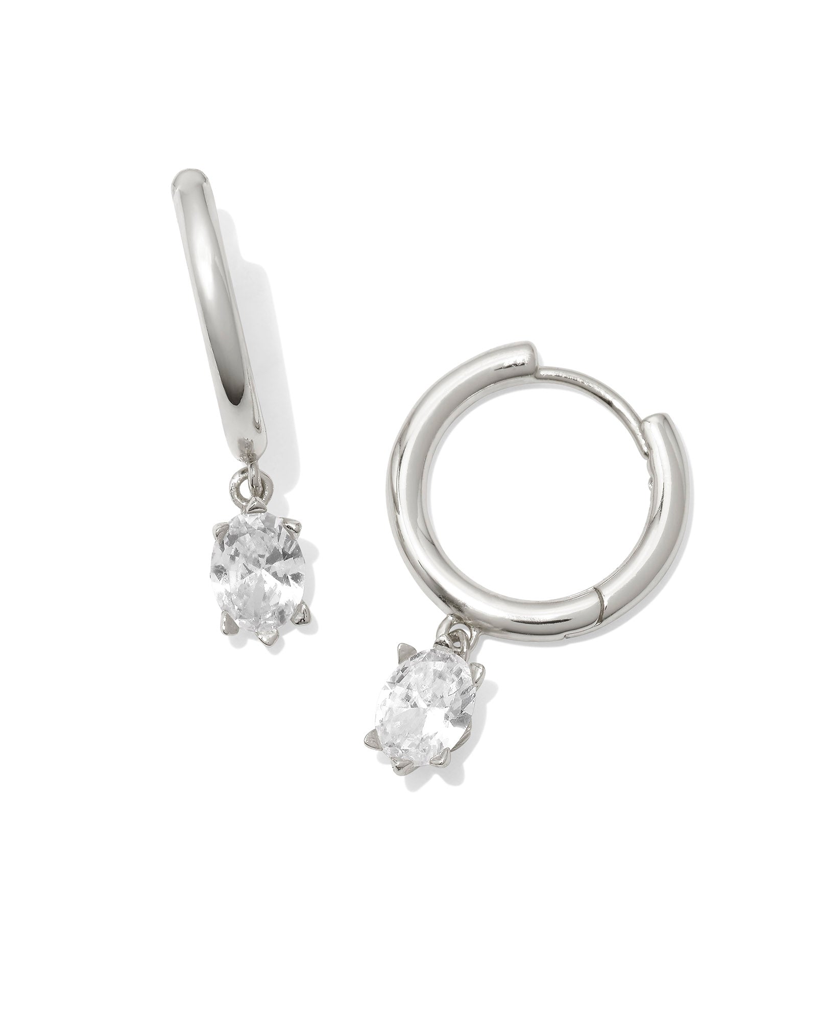 Cailin Single Stone Huggie Silver Earrings