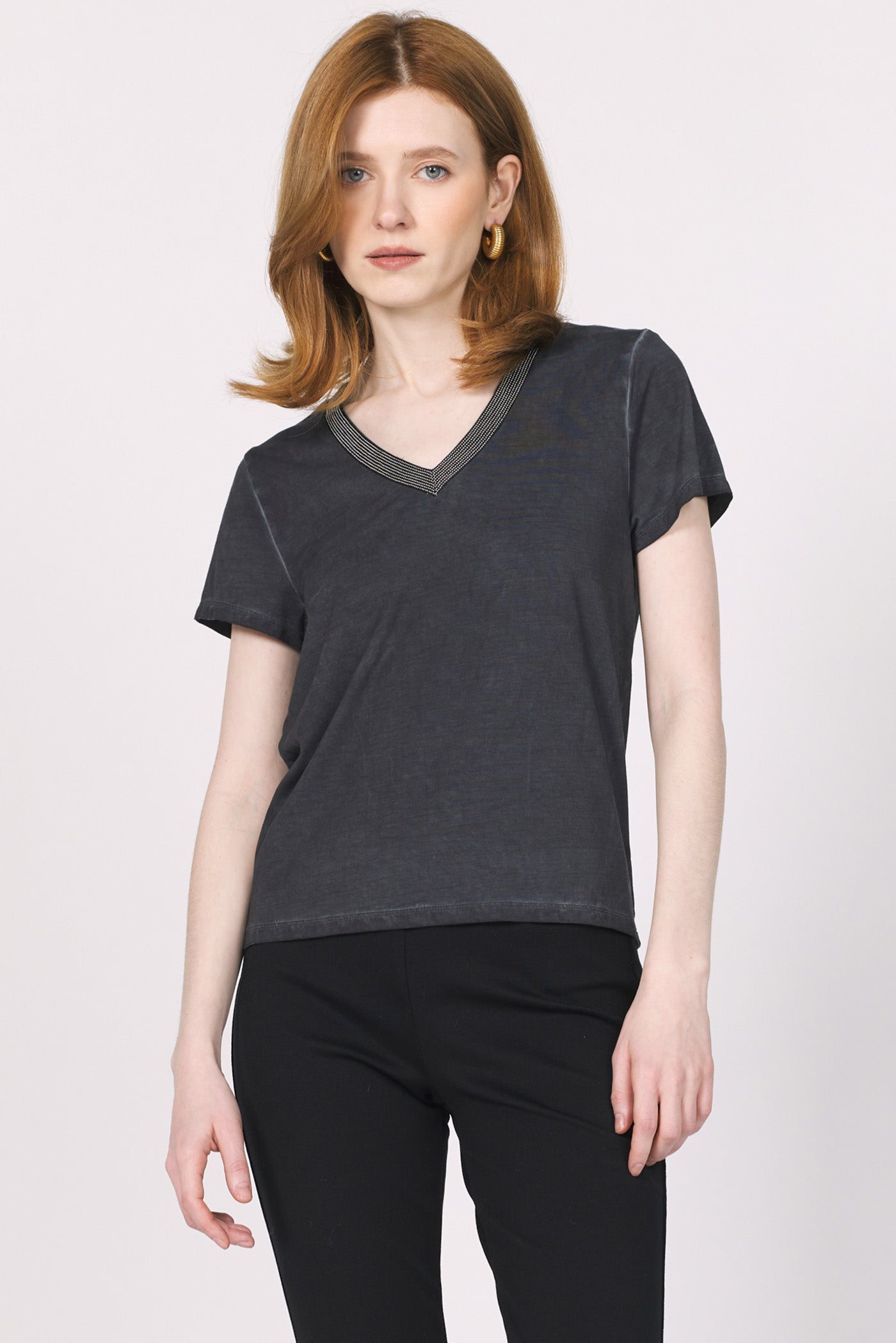 Ramon Short Sleeve Top w/Silver Detailing