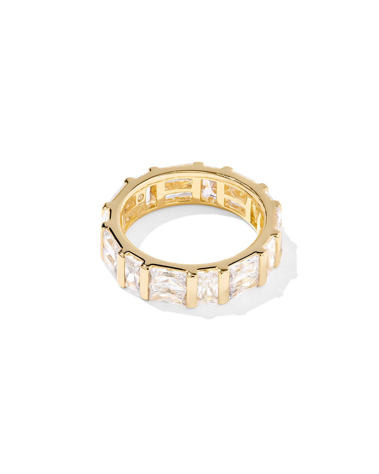 Jamie Gold Band Ring White CZ