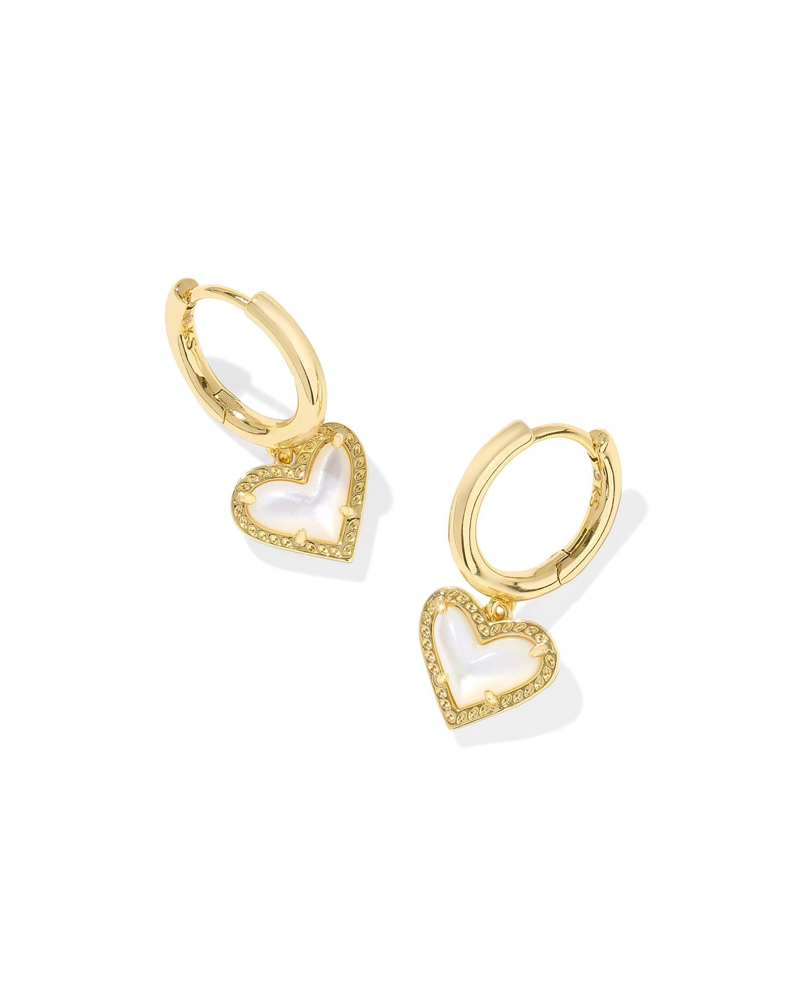 Ari Heart Huggie Earring Gold Ivory MOP