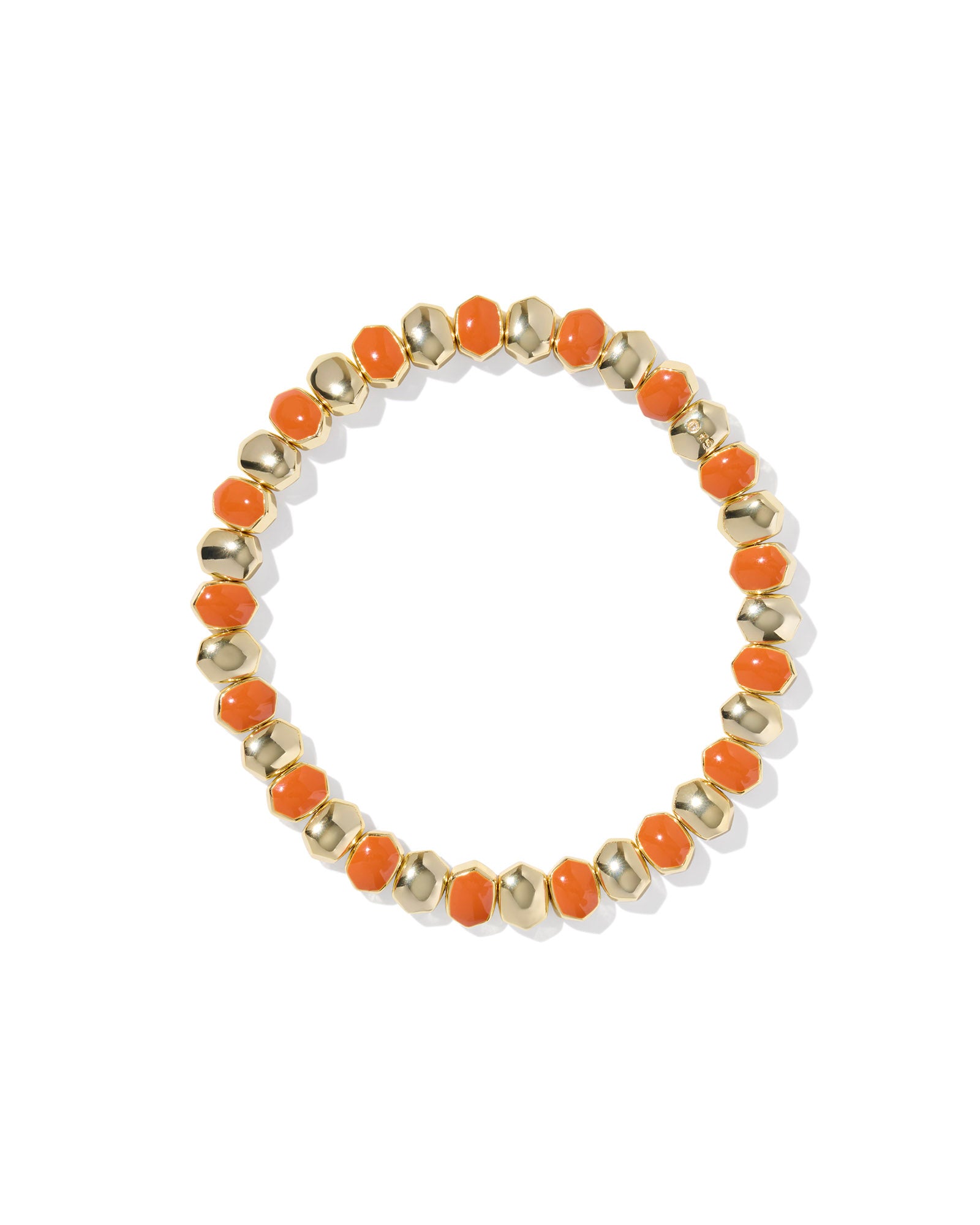 Daphne Enamel Gold Stretch Bracelet Dark Orange
