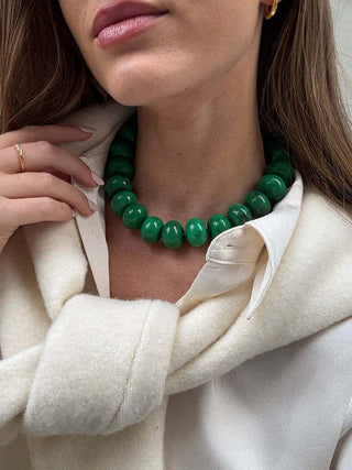 VividLux Jewelry - Necklaces Round Acrylic Beaded Necklace - Dark Green