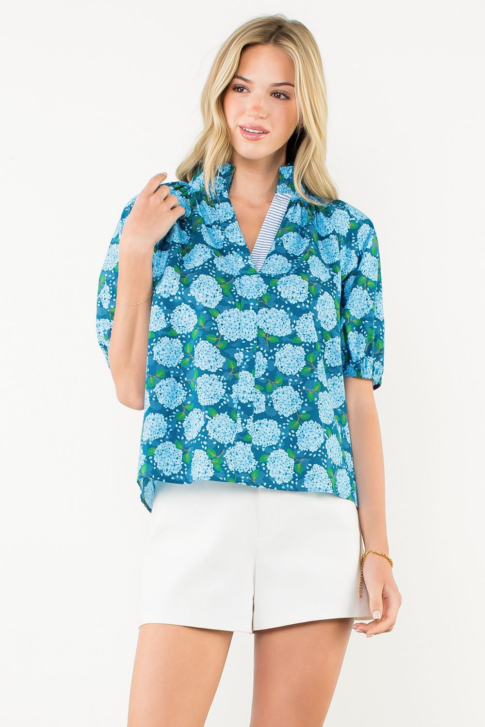 Puff Sleeve Flower Print Top