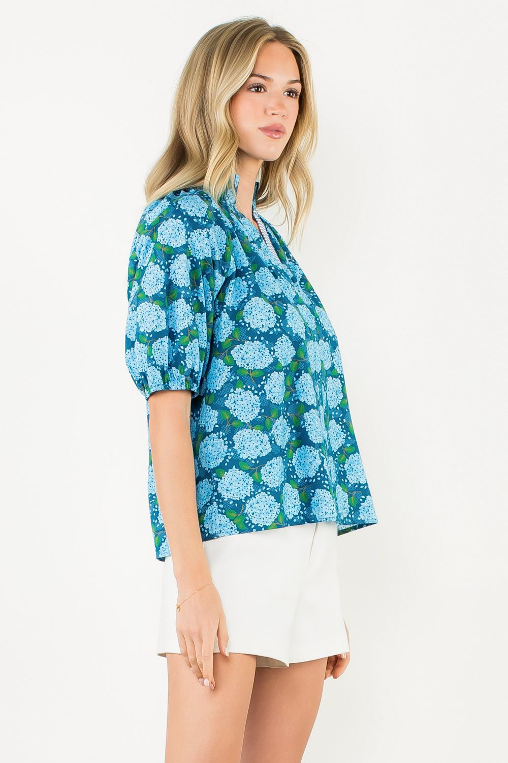 Puff Sleeve Flower Print Top