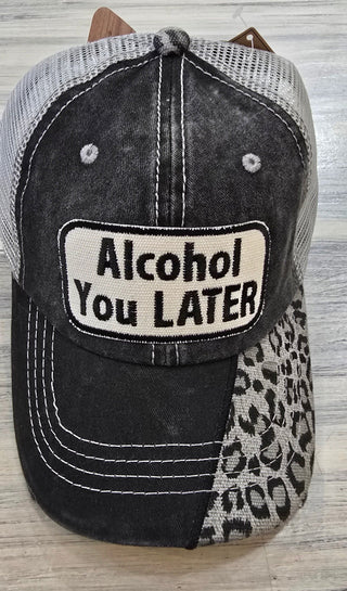 Wild Oates Accessories - Hats Black/Leopard Alcohol You Later Baseball Hat