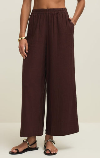 Z Supply Bottoms - Pants Xsm Scout Linen Pant Chocolate Cherry