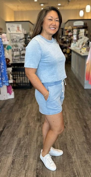 Z Supply Bottoms - Shorts Hunter Knit Denim Short Ocean Air Indigo