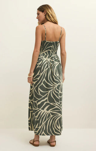 Z Supply Dresses Bayside Tova Palm Midi Dress Tea Leaf