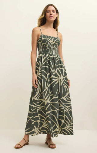 Z Supply Dresses Xsm Bayside Tova Palm Midi Dress Tea Leaf