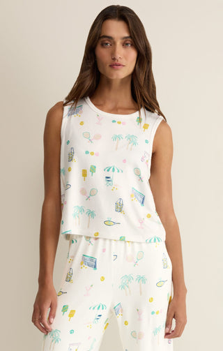 Z Supply Loungewear- Sleepwear - Bottoms Court Sports PJ Short White
