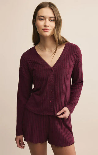 Z Supply Loungewear- Sleepwear - Bottoms Dawn Smocked Rib Pant Merlot