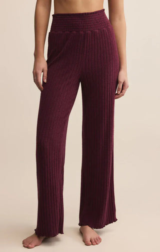 Z Supply Loungewear- Sleepwear - Bottoms Xsm Dawn Smocked Rib Pant Merlot