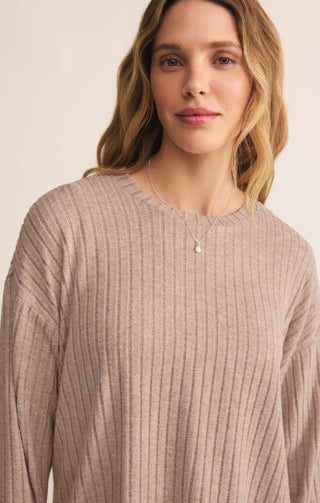 Z Supply Loungewear- Sleepwear - Tops Daydream Rib Long Sleeve Top Iced Coffee