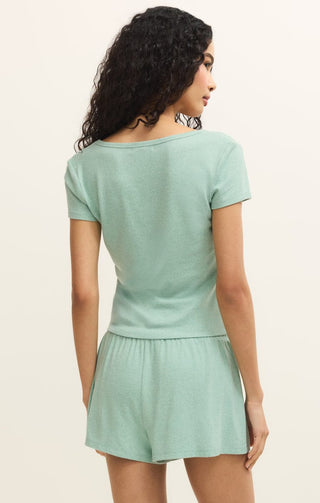 Z Supply Loungewear- Sleepwear - Tops Flower Market Soft Knit Tee Crystal Green