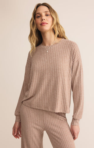 Z Supply Loungewear- Sleepwear - Tops Xsm Daydream Rib Long Sleeve Top Iced Coffee