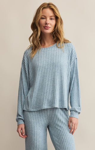 Z Supply Loungewear- Sleepwear - Tops Xsm Daydream Rib Long Sleeve Top Light Denim