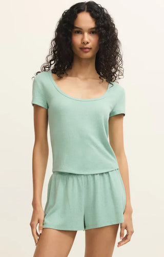 Z Supply Loungewear- Sleepwear - Tops Xsm Flower Market Soft Knit Tee Crystal Green