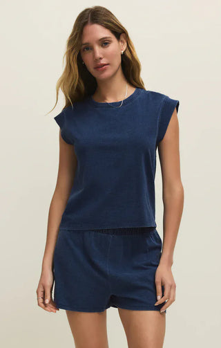 Z Supply Tops - Blouse Camino Jersey Denim Top Indigo