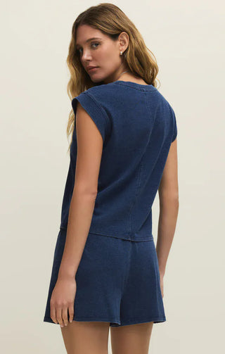 Z Supply Tops - Blouse Camino Jersey Denim Top Indigo
