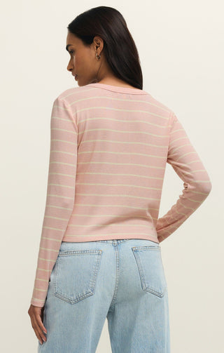 Z Supply Tops - Blouse Ferris Henley Striped Top Washed Pink