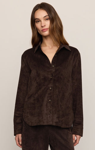 Z Supply Tops - Blouse Maren Suede Shirt Dark Roast