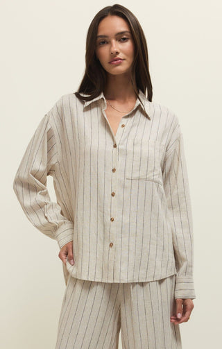Z Supply Tops - Blouse Xsm Alfie Striped Button Up Top Linen