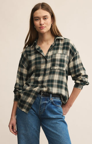 Z Supply Tops - Blouse Xsm Sale River Plaid Button Up Garland Green