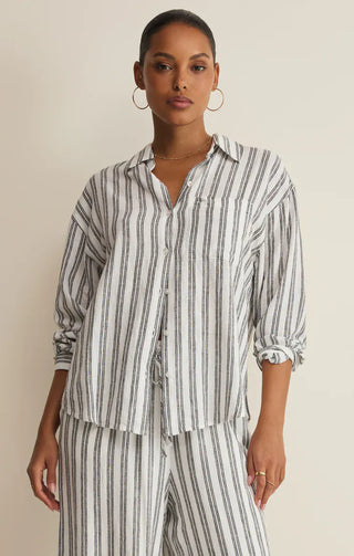 Z Supply Tops - Blouse Xsm The Perfect Striped Button Up White