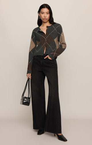 Z Supply Tops - Outerwear - Cardigans Medina Argyle Cardigan Charcoal Heather