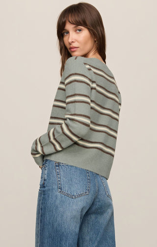 Z Supply Tops - Outerwear - Cardigans Medina Stripe Cardigan Aqua Cloud