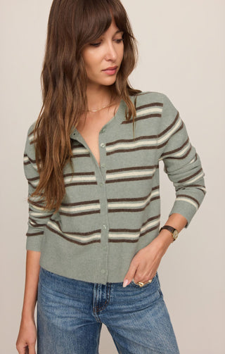 Z Supply Tops - Outerwear - Cardigans Medina Stripe Cardigan Aqua Cloud
