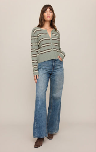 Z Supply Tops - Outerwear - Cardigans Medina Stripe Cardigan Aqua Cloud