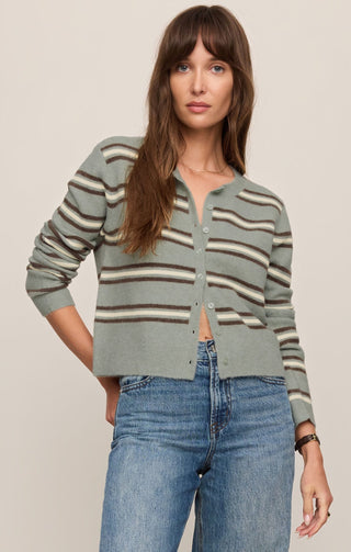 Z Supply Tops - Outerwear - Cardigans Xsm Medina Stripe Cardigan Aqua Cloud