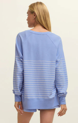 Z Supply Tops - Sweatshirt V-Neck Striped Weekender Barcelona Blue
