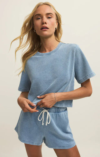 Z Supply Tops - Sweatshirt Xsm Curran Knit Denim Sweatshirt Ocean Air Indigo