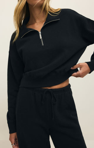 Z Supply Tops - Sweatshirt Xsm Downtown Half Zip Sweatshirt Black