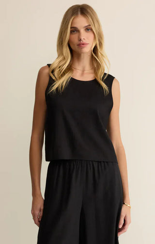 Z Supply Tops - Tank Top Sloane Linen Top Black
