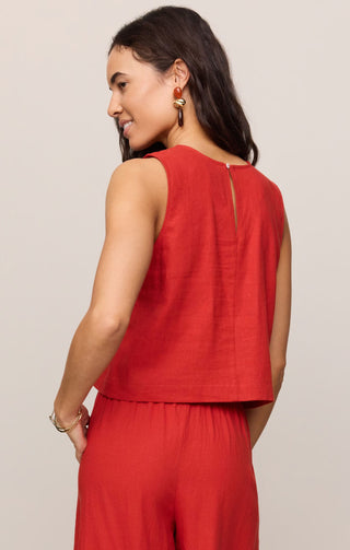 Z Supply Tops - Tank Top Sloane Linen Top Chili Pepper