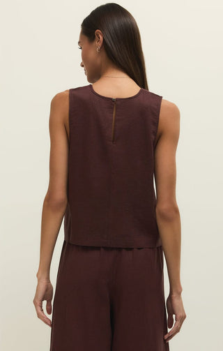 Z Supply Tops - Tank Top Sloane Linen Top Chocolate Cherry